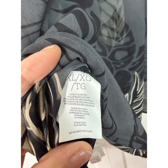 Cabi #5597 Sheer Tropical Aloha Peasant Blouse Size XL - Picture 5 of 5